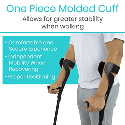 Vive Forearm Crutches (Pair) - Lightweight, Adjustable Forearm Crutches For Adults - Arm Cuff Crutch - Ergonomic, Heavy Duty Lofstrand Crutche - Comfortable On Wrist - Molded, Non Skid Replaceable Rubber Tips #TOP6