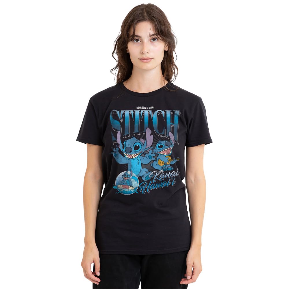 Disney Lilo and Stitch Homage Ladies T Shirt, Black, XX-Large