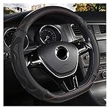 Lenkradbezüge D-Form Leder Auto Lenkradbezug Vier Jahreszeiten Lenkradnaben Für VW Für Golf 7 8 2015 Für Polo Für JATTA Innenausstattung Lenkradhülle (Color : Nero)