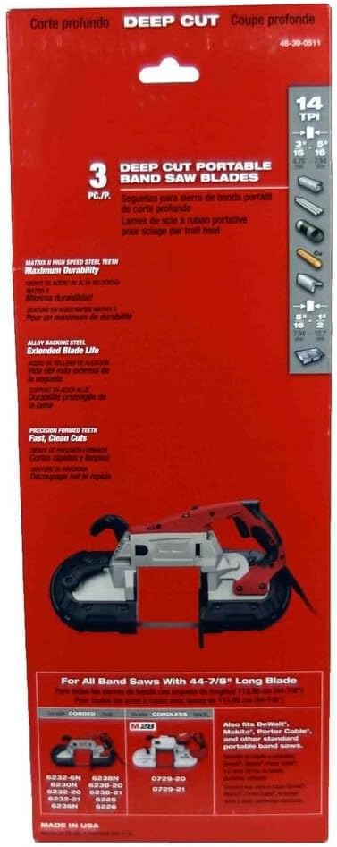 for Milwaukee Tool 48-39-0511 14 Tpi Standard Deep Cut Portable Band Saw Blade 3Pk