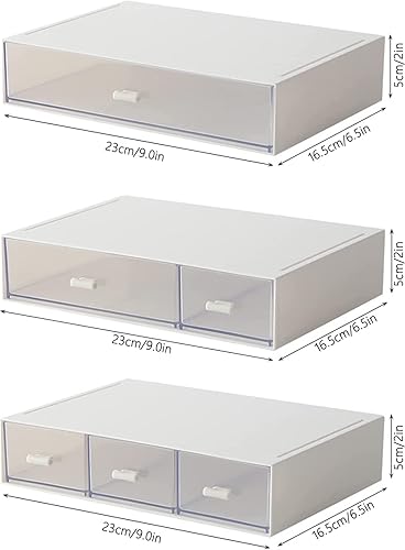 Miniatura 9 de Organizador de escritorio con cajones de almacenamiento apilable, plástico, blanco, ideal para oficina, escuela, hogar, 1 cajones (blanco)