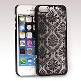 iPhone SE Case, GreatShield [TACT | Damask Design] Pattern Rubber Coating Embossed Snap On Case Back Cover for Apple iPhone SE / 5S / 5 (Black)