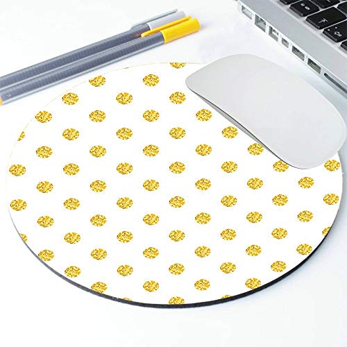 Real Gold Polka Dots Printing Pattern Round Mouse Pad - Gold Foil Mouse Pad - Custom Color Personalized - Computer Or Office Work Station Decor #TOP1
