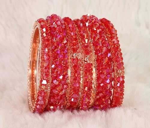 Image of NMII Stylish Pearls Alloy Metal Kada Bangles Set For Women and Girls | Fancy Metal Bangles | Trendy Design Bangles For Girls | Wedding, Party, Shadi Fashion Jewellery-Set of 6 Bangles