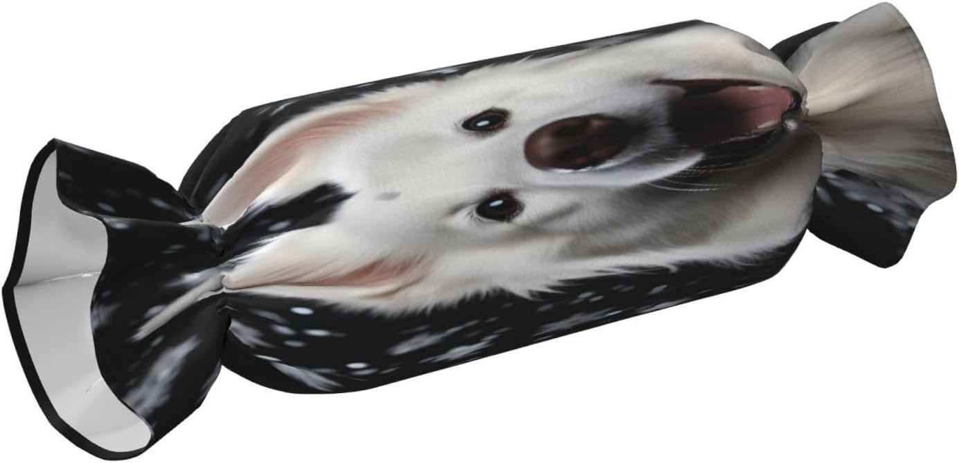 Smiling Samoyed Cylindrical Pillow-Premium Bed Pillows, Side Sleeper Neck Support, Decorative Candy Design, Soft and Durable
