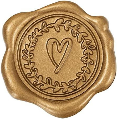 Whaline 50Pcs Wax Seal Stickers Heart Pattern Envelope Seal Stickers Bronze Classic Self-Adhesive Seal Stickers for Wedding Anniversary Greeting Invitation Cards Snail Mails Wine Packages Gift