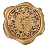 Whaline 50Pcs Wax Seal Stickers Heart Pattern Envelope Seal Stickers Bronze Classic Self-Adhesive...