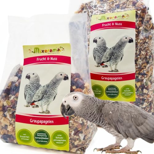 Mixerama Nourriture Naturelle pour perroquets Gris du Gabon, Fruits et Noix - La Meilleure Nourriture pour perroquets Gris du Gabon