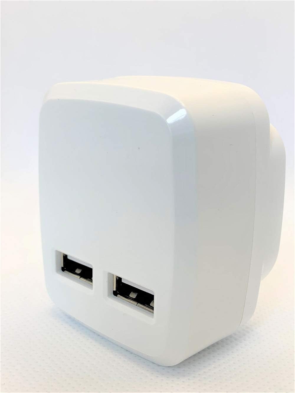 3 Pin USB 2A Power Charger UK Wall Plug compatible with MP3/4 players, iphone X/8 7 7 Plus 6 6S + Plus 5S, iPad/Ipod Samsung Galaxy/HTC/PDAs,TomTom, Navman, Blackberry (Dual)