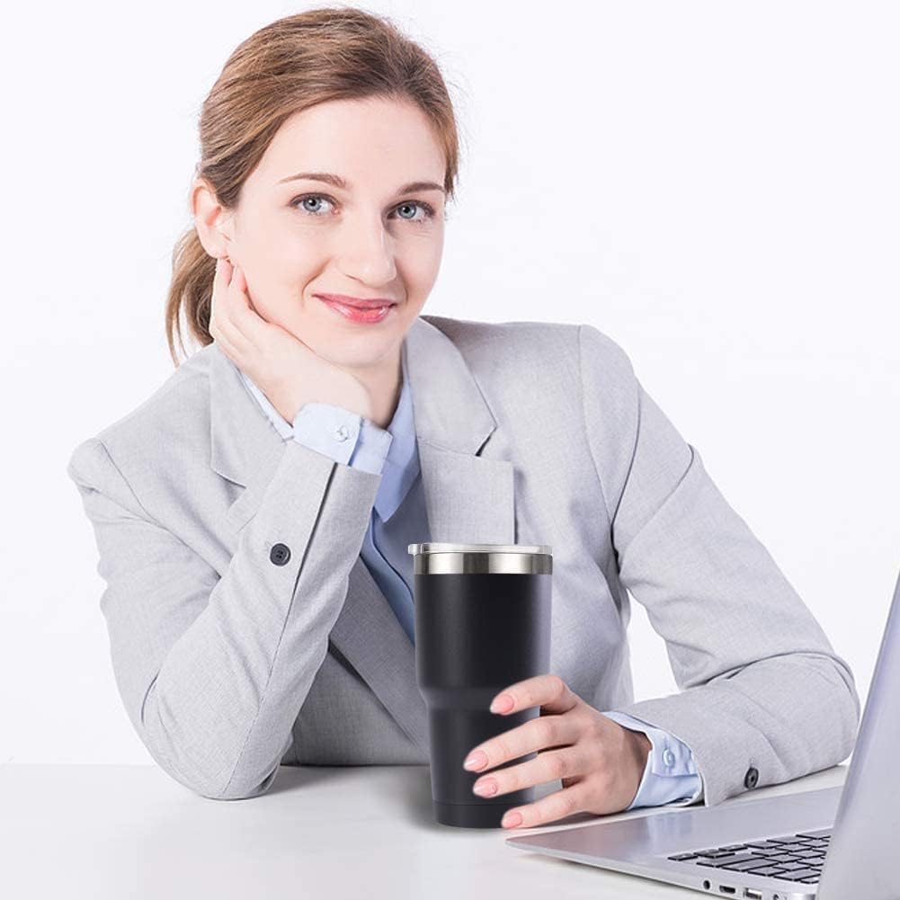 30oz Stainless Steel Travel Mug with Lid, Double Wall Vacuum Insulated Bulk Tumbler with Straws, Powder Coated Coffee Cup Suitable for Vehicle Cup Holders