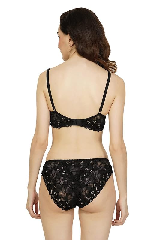 Image of Brachy Women's Padded Underwired Push Up Lingerie Bralette Floral Lace 2 Pieces Push up Bra & Panties Set