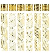 MEEDEE Christmas Ribbon 2.5 Inch 6 Rolls 36 Yards Christmas Ribbon Wired Gold Ribbon for Christma...