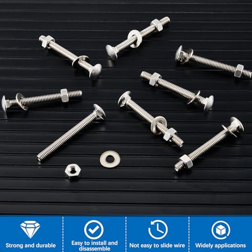 Image of Zonon 50 Sets 5 /16-18 x 2-1 /2 inch Stainless Steel Carriage Bolts and Nuts Kit Round Head Square Neck Carriage Bolts Screws and Hex Nuts and Flat Washers, Stainless 18-8 Full Thread Coverage (Silver)