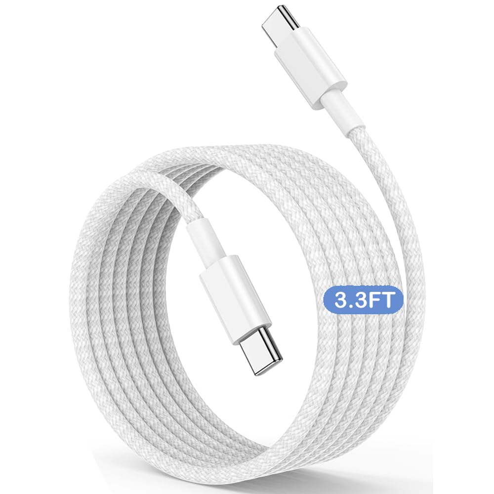 iPhone 15/16 Fast Charging Cable,3.3Ft 60W Usb C To Usb C Data Transfer Cable Nylon Braid Cord For iPhone 15/15 Pro/15 Pro Max/15 Plus,iPad Pro,iPad Air 5/4,iPad Mini,Airpods Pro,Macbook,Grey