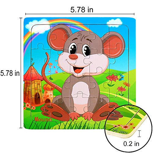 Wooden Jigsaw Puzzles for Kids Ages 3-5 Year Old 20 Piece Animals Colorful Wooden Puzzles for Toddler Children Learning Educational Puzzles Toys for Boys and Girls (6 Puzzles) - Thumbnail 2