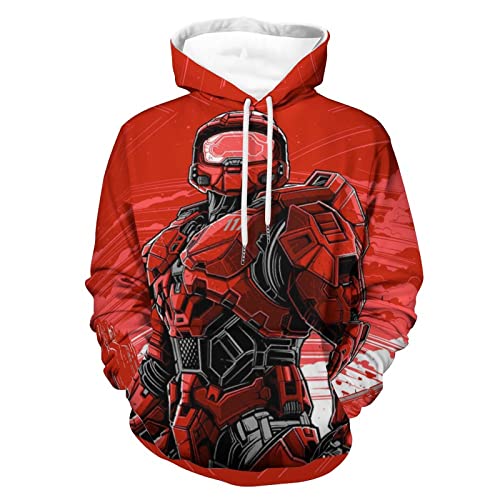 Halo Master Chief Hoodies 3D Printed Novelty Casual Hoodies Unisex Pullover Sweatshirts with Big Pockets