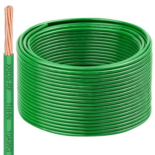 Image of 10 AWG THHN Stranded Bare Copper Wire 200FT Green Grounding Wire, Electrical Wire, 600V Rated Building Wire, Ideal for Panel Wiring, Grounding, Lighting Circuits, Control Systems
