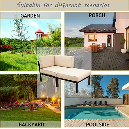 Image of LOKATSE Home 2 Piece Corner & Armless Sofa Outdoor Furniture Sectional Couch Set Patio Loveseat