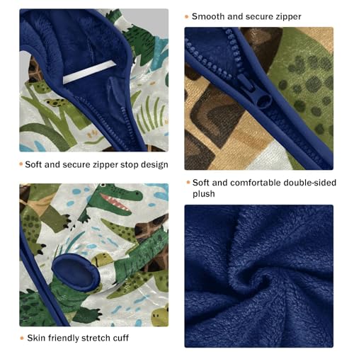 Turtle and Plants Pattern Design Toddler Fleece Jacket Girl Boys Hooded Fleece Jacket Coat Warm Outwear Zip-up 3-10T3