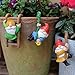 AiQiMinHao Miniatur Gartenzwerge Blumentopf Deko Anhänger, 3 Stück Kletterzwergfiguren, hängende Zwergenstatue aus Kunstharz, Außendekoration, Zaunornamente für Terrasse, Rasen, Garten, Hof（Leiter）