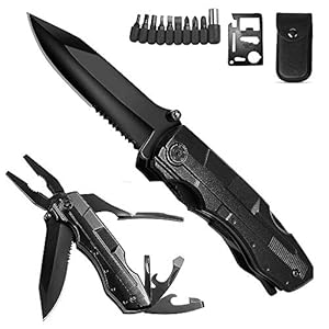 ORSIFOW Multifunktionswerkzeug, UPGRADED 18 in 1 Edelstahl Multitool mit Hammer Axt Messer Zange Schraubendreher Säge…