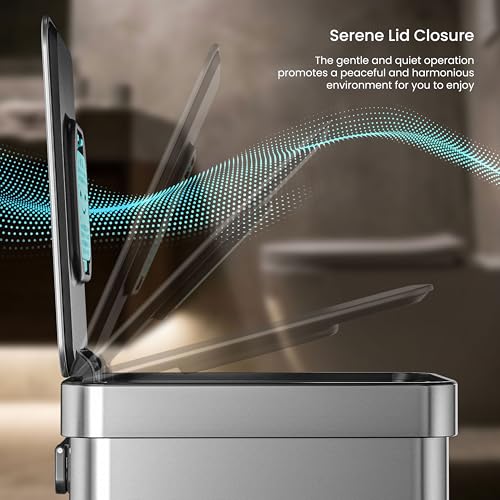 Home Zone Living 3 Gallon Small Trash Can with a Lid and Step Pedal, CleanAura, Odor Control, Stainless Steel with Slim Design for Home and Office, Silver, 10 Liters by Home Zone Living - Used condition - Image 5