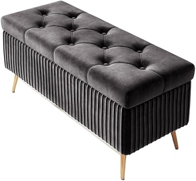 Bed End Stool Soft Bag Cushion Storage Shoe Cabinet Long Bench Can Be Sat and StoredGray