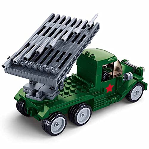 Hhohio Military Brick Army Plane Fighter Rocket Truck Missile Carrier Vehicle Building Toys Set, Ww2 Anti-Aircraft Block With 3 Soldiers Figures, Compatible With Major Brand (371 Pieces) #TOP4