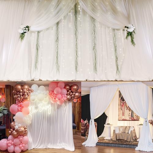 White Backdrop Curtains 2 Panels, 10 Feet Wrinkle-Free Polyester Photography Backdrop Drapes for Wedding Baby Shower Party Background Backdrop Stand- 8FTX10FT (White) by Wish Care - Image 7