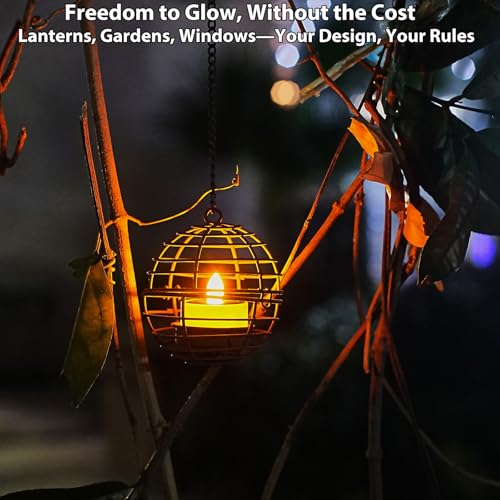 Image of 12Pack Solar Tea Lights Outdoor Waterproof, Small Solar Lights with Rechargeable Dusk to Dawn Sensor, Flameless Flickering LED Votive Candles for Lantern Window DIY Patio Chandelier Decor(Warm Amber)
