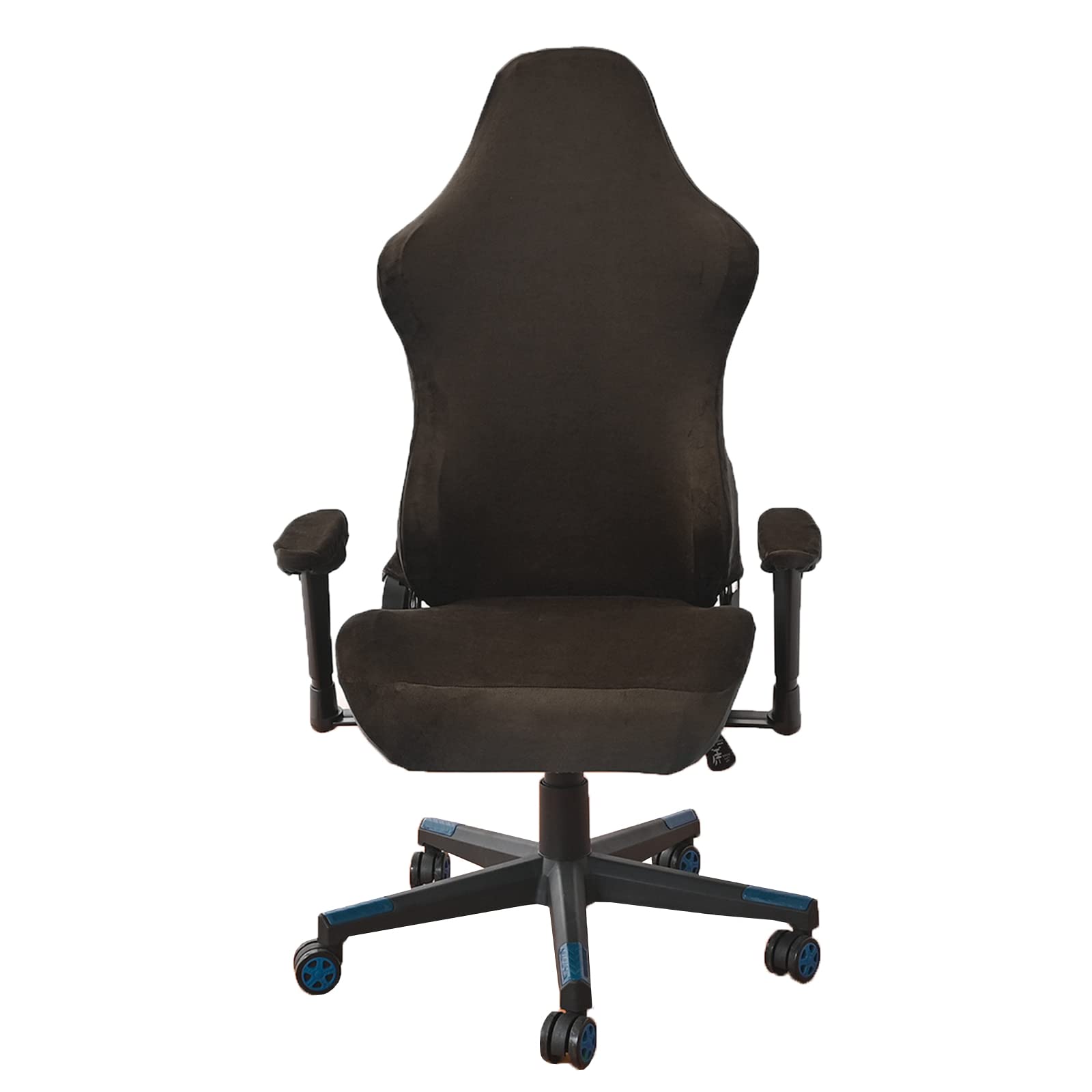 Velvet Gaming Chair Cover, Elastic Gaming Chair Covers with Arms, 4 Pieces, Office Gaming Chair Cover, Removable Washable Protector, Not Included Chairs, Khaki