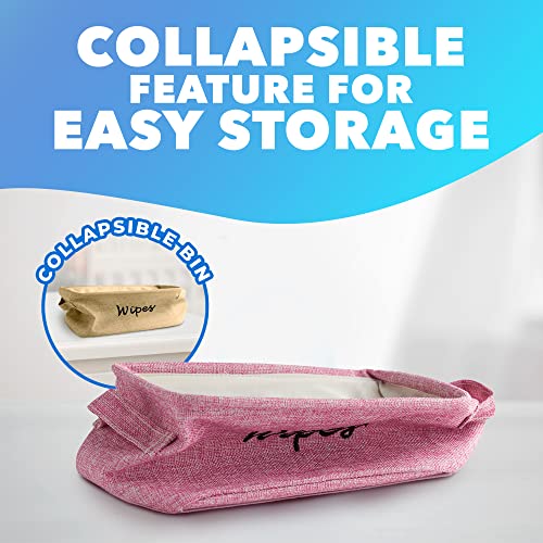 Dejaroo - Baskets For Organizing Wipes And Newborn Essentials, Diaper And Wipes Organizer, Embroidered Baby Shower Gifts For Moms, Linen Basket With Handle, 9 X 6 X 5.5 Inches, Natural #TOP4