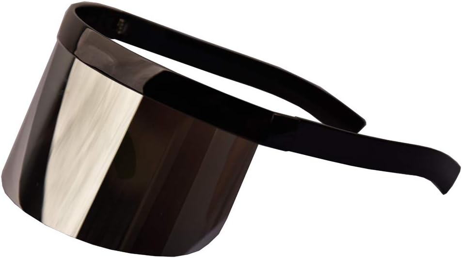 YZYOversize Sunglasses Visor Big Frame Windproof Sunglasses for Women Men Flat Top Mirrored Lens 164mm, Black, X-Large