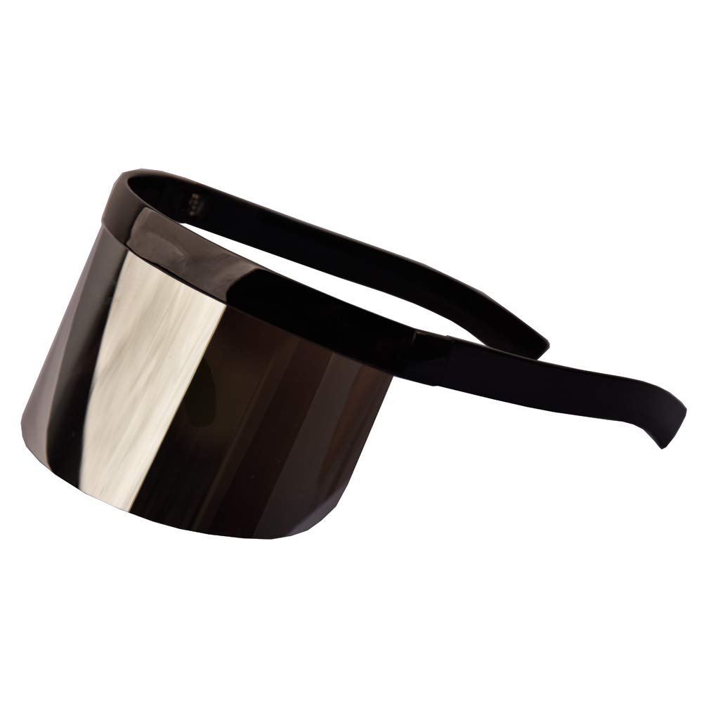 YZYOversize Sunglasses Visor Big Frame Windproof Sunglasses for Women Men Flat Top Mirrored Lens 164mm, Black, X-Large