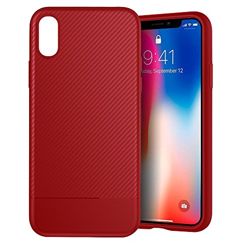 iPhone X Case, iPhone 10 Phone Case Carbon Fiber Texture TPU Ultra Thin Lightweight Flexible Cover Premium Soft Silicone Shockproof Anti-Scratch Cover for Apple iPhone X (5.8