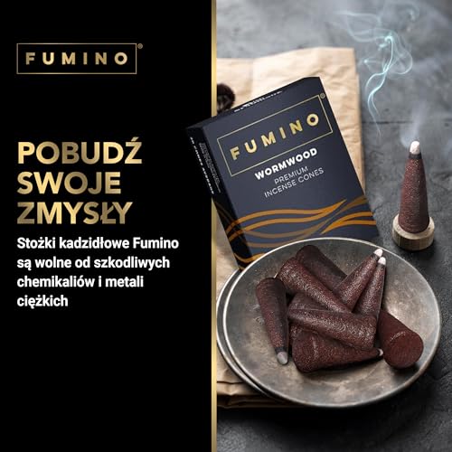 Fumino® Zapach Black Noir – świeże kadzidełka stożkowe, 15 sztuk w opakowaniu, Masala Agarbatti Joss, zapach do relaksu i medytacji, dekoracja domu