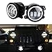 60W 4 Inch LED Driving Fog Light Bumper Lamps DRL 6000K White Halo Ring 6000LM Super Brightness LED Round Turning Light(2 Pack)