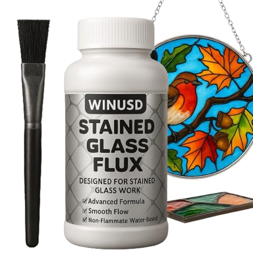 8oz Solder Flux for Stained Glass Soldering, Liquid Zinc Flux for Stained Glass Solder Work Glass Repair and More, Flux for Soldering Tools, Stained Glass Tools Supplies Kits(Water-Based Formula)