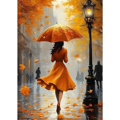 MXJSUA Diamond Painting Kit pour Adulte Débutant, Femme Parapluie 5D Diamant Painting Images Ronde Diamond Peinture Diamant Adulte, Cristal Débutant Art Set pour Décoration Murale Maison 30x40cm