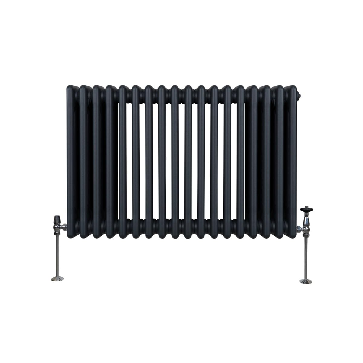 Radiador Tradicional Horizontal de 3 Columnas 600mm x 832mm | Gris Antracita | Acero | Montado en pared | Kit de fijación y soportes + Cepillo de limpieza GRATIS | Calefacción estufa calefactor