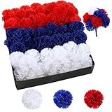 Carnations Artificial Flowers, Fake Carnations, 180PCS 3.5' Fake Silk Carnation Flowers with 180PCS Stems, Realistic Memorial Day Flowers, Red White and Blue Flowers for Cemetery Wreaths Basket