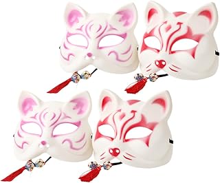 Dia Das Bruxas 4 Pçs Máscara De Raposa Gato Japonês Japonesas Meia Face Animal Adorável Máscara De Máscara De Animal Delicada Máscara De Animal Raposa Gato Plástico