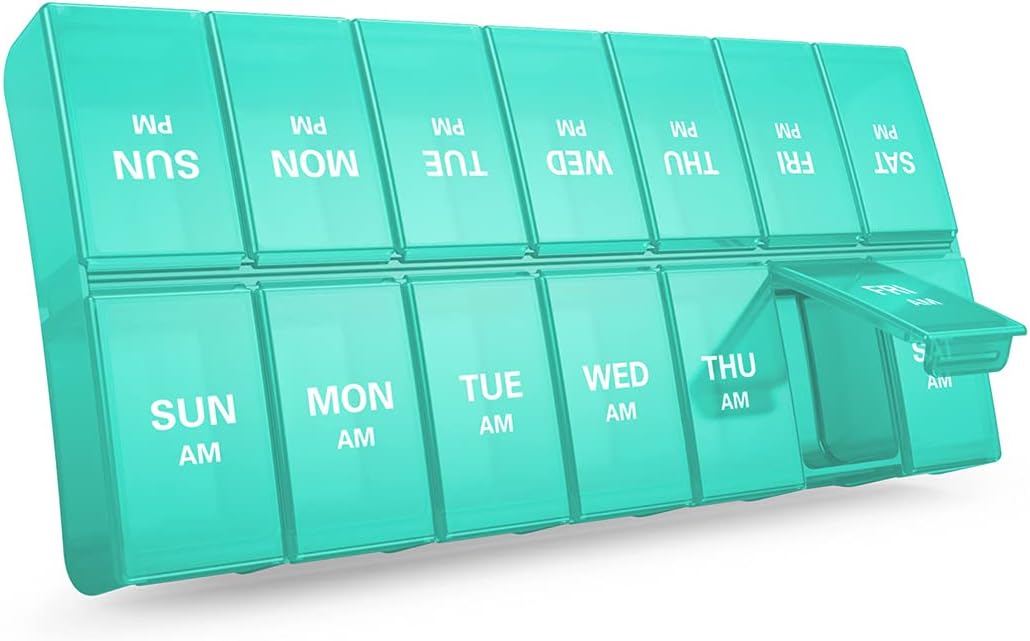 Pill Organizer 2 Times a Day Large, Annwer 7 Day Vitamin Organizer AM PM, Weekly Daily Medicine Box Cases for Pills Fish Oil Supplements