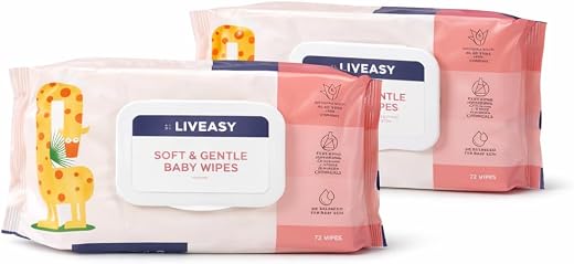LIVEASY Gentle Wet Wipes with goodness of Aloe Vera extracts and Enriched with Vitamin - E | No Alcohol | Ph balanced | Ge...
