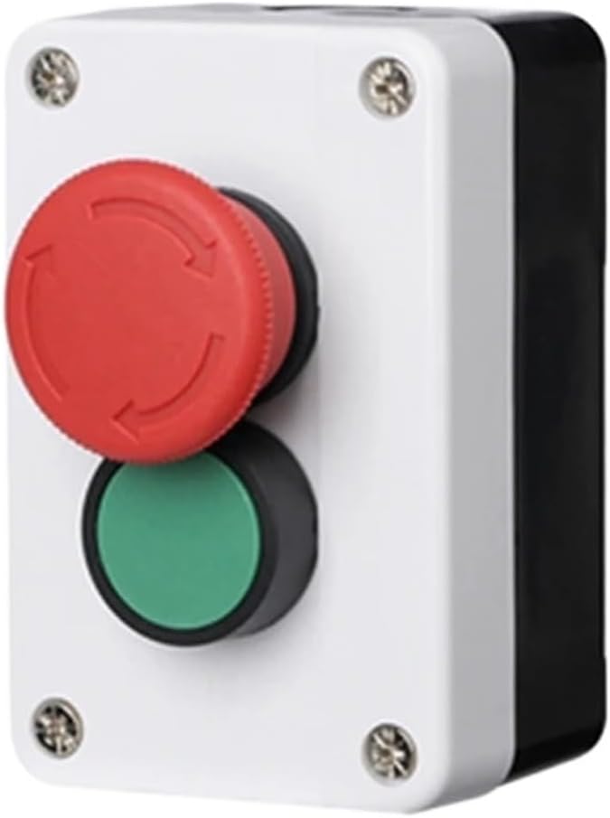 2P Two Position 10A Emergency Stop Reset Green Push Button Box Switch Waterproof Industrial Control Power NO NC