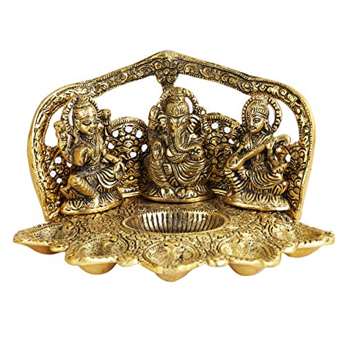 TIED RIBBONS Ganesh Lakshmi Saraswati Idol Hindu God Statue Metal Figurines Ganesh Statue for Housewarming Pooja, Mandir - Image 2