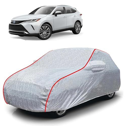 Image of Sulfar 100% Waterproof Car Body Cover Compatible with Mirror for Toyota Venza (Triple Stitched, Full Bottom Elastic, Magic Silver with Red Piping)