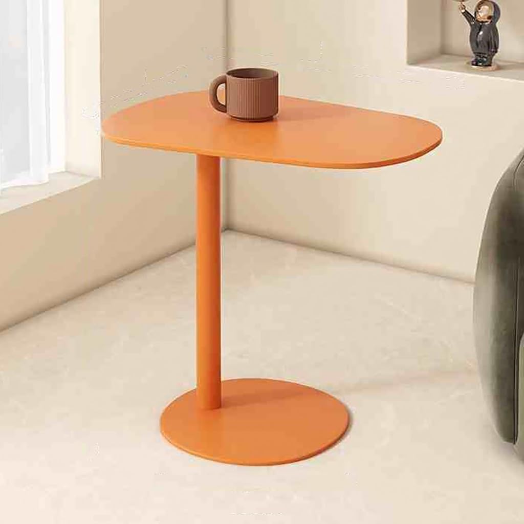 Mesa auxiliar en forma de C de hierro para sofa y salon de 53x38x50 cm