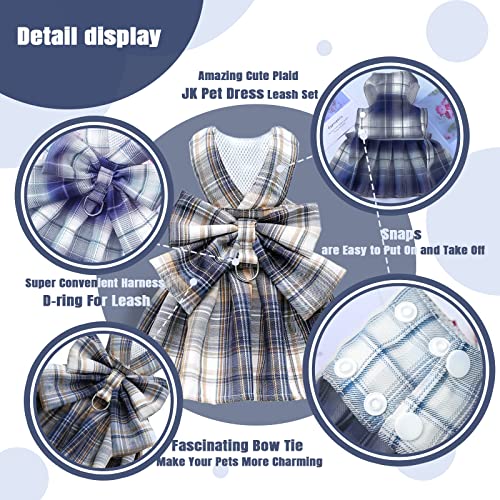 Petcare Plaid Dog Dress Bow Tie Harness Leash Set For Small Dogs Cats Girl Cute Princess Dog Dresses Spring Summer Puppy Bunny Rabbit Clothes Chihuahua Yorkies Pet Outfits #TOP5