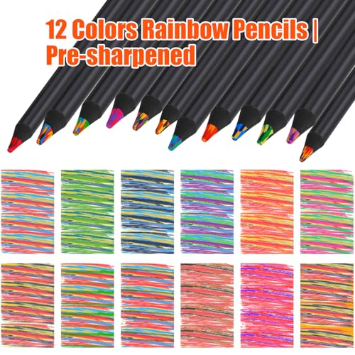 Stocking Stuffers for Kids, 12 Colored Rainbow Pencils for Teen Girl Boys | Art Supplies Gifts Trendy Stuff, Birthday Party Favors Arts and Crafts 5-12 Year Old - image 2